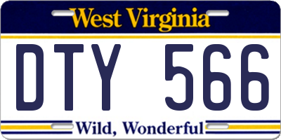WV license plate DTY566
