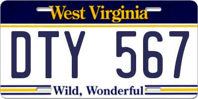 WV license plate DTY567