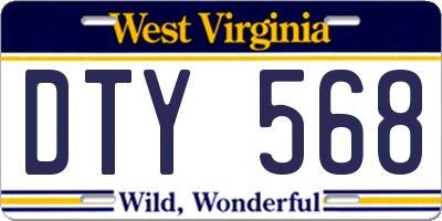 WV license plate DTY568