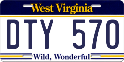 WV license plate DTY570