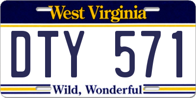 WV license plate DTY571