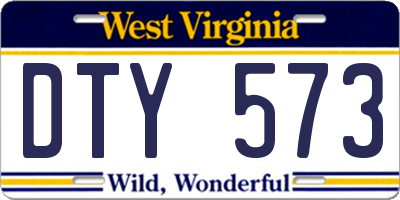 WV license plate DTY573