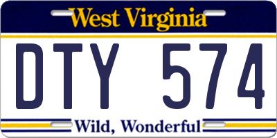 WV license plate DTY574