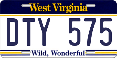 WV license plate DTY575
