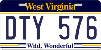 WV license plate DTY576