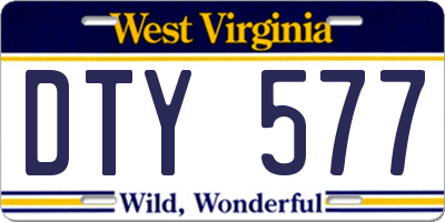 WV license plate DTY577