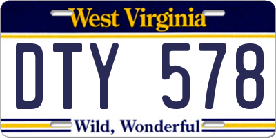 WV license plate DTY578