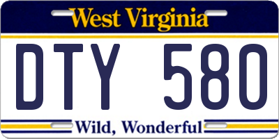 WV license plate DTY580