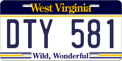 WV license plate DTY581