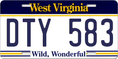WV license plate DTY583