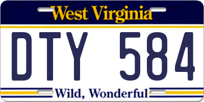 WV license plate DTY584
