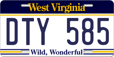 WV license plate DTY585