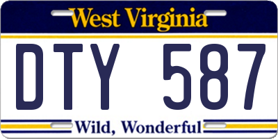 WV license plate DTY587