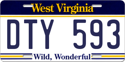 WV license plate DTY593