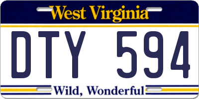WV license plate DTY594