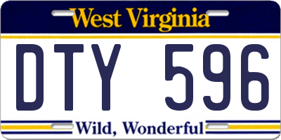 WV license plate DTY596