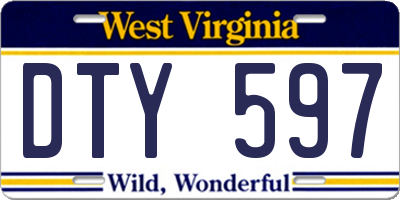 WV license plate DTY597