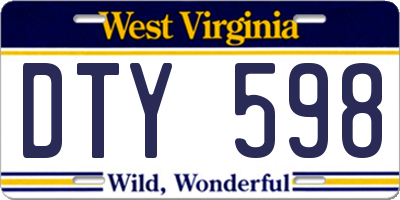WV license plate DTY598