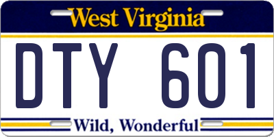 WV license plate DTY601
