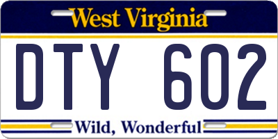 WV license plate DTY602