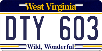WV license plate DTY603