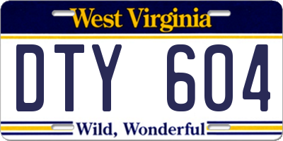WV license plate DTY604