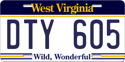WV license plate DTY605