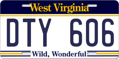 WV license plate DTY606