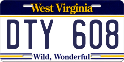 WV license plate DTY608