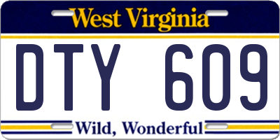 WV license plate DTY609