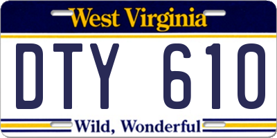 WV license plate DTY610
