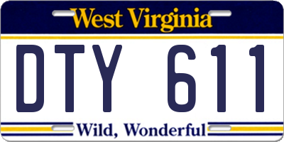 WV license plate DTY611
