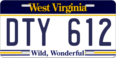 WV license plate DTY612