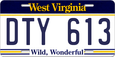 WV license plate DTY613