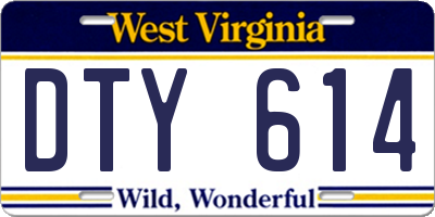 WV license plate DTY614