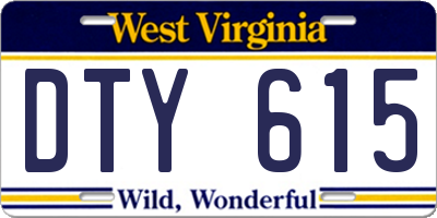 WV license plate DTY615