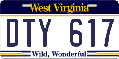 WV license plate DTY617