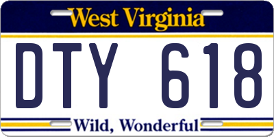 WV license plate DTY618