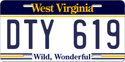 WV license plate DTY619