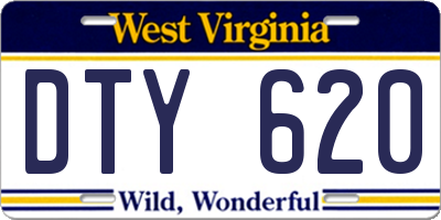 WV license plate DTY620