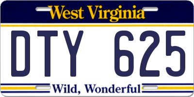 WV license plate DTY625