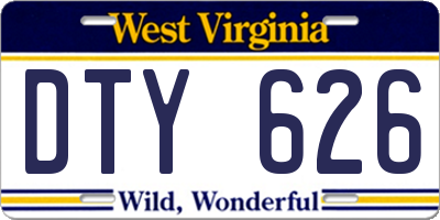 WV license plate DTY626