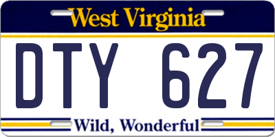 WV license plate DTY627