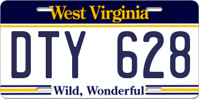 WV license plate DTY628