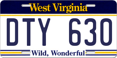 WV license plate DTY630