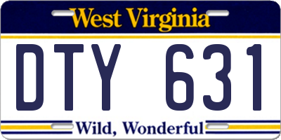 WV license plate DTY631