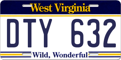 WV license plate DTY632