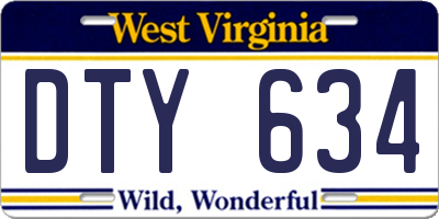 WV license plate DTY634