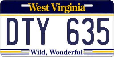WV license plate DTY635