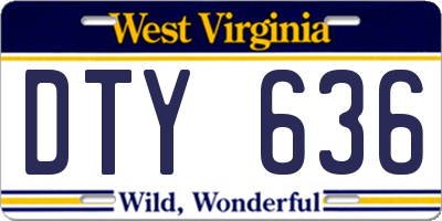 WV license plate DTY636